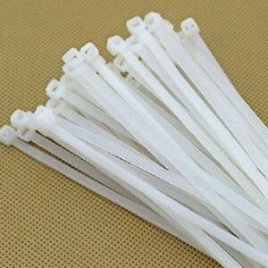 INDRICO® 100 Pcs of CABLE TIES White Nylon Zip Wire Organizer Self Locking Tie - 8 Inch (200 mm)