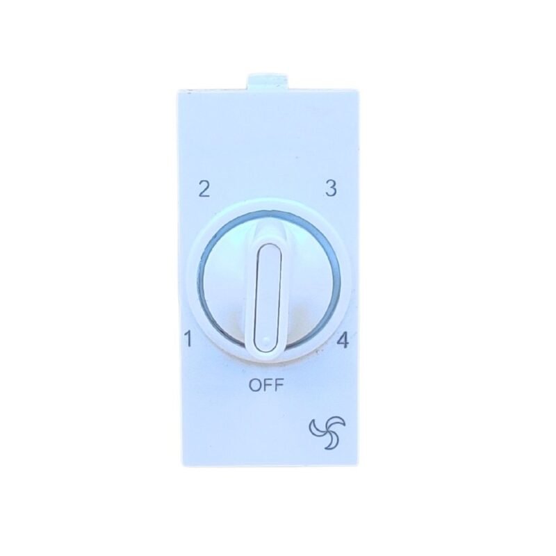 INDRICO Switch Type Modular Fan Regulator 1M, 4 Step type for Home, Office white